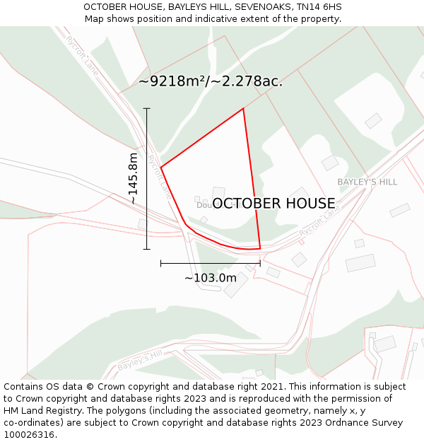OCTOBER HOUSE, BAYLEYS HILL, SEVENOAKS, TN14 6HS: Plot and title map