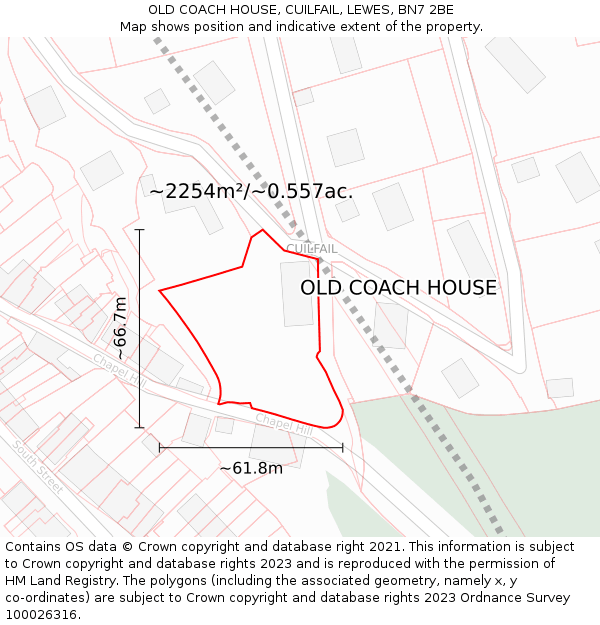 OLD COACH HOUSE, CUILFAIL, LEWES, BN7 2BE: Plot and title map
