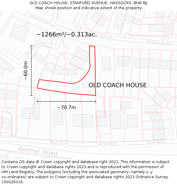 OLD COACH HOUSE, STANFORD AVENUE, HASSOCKS, BN6 8JL: Plot and title map