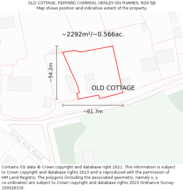 OLD COTTAGE, PEPPARD COMMON, HENLEY-ON-THAMES, RG9 5JE: Plot and title map