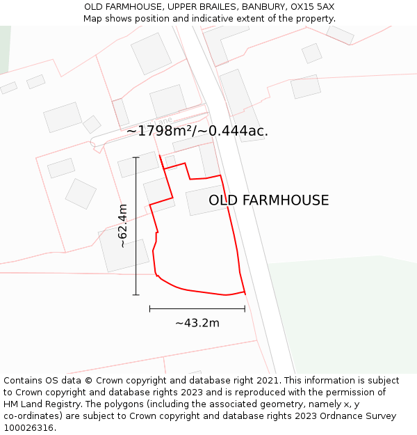 OLD FARMHOUSE, UPPER BRAILES, BANBURY, OX15 5AX: Plot and title map