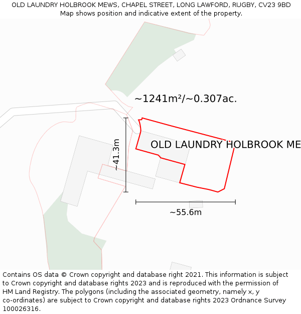OLD LAUNDRY HOLBROOK MEWS, CHAPEL STREET, LONG LAWFORD, RUGBY, CV23 9BD: Plot and title map