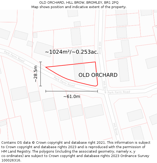 OLD ORCHARD, HILL BROW, BROMLEY, BR1 2PQ: Plot and title map