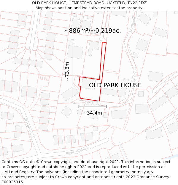 OLD PARK HOUSE, HEMPSTEAD ROAD, UCKFIELD, TN22 1DZ: Plot and title map