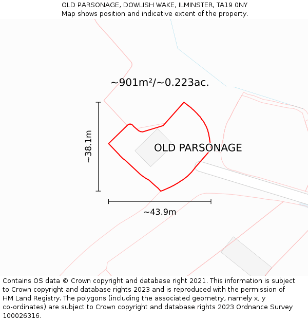 OLD PARSONAGE, DOWLISH WAKE, ILMINSTER, TA19 0NY: Plot and title map