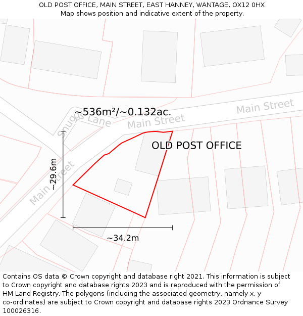 OLD POST OFFICE, MAIN STREET, EAST HANNEY, WANTAGE, OX12 0HX: Plot and title map