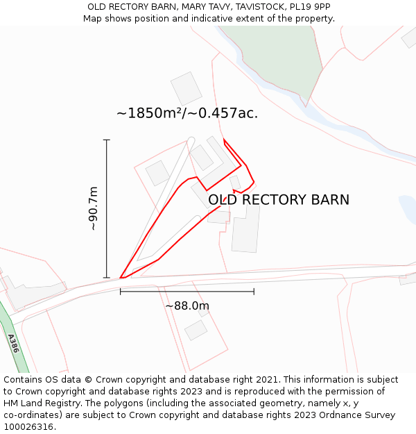 OLD RECTORY BARN, MARY TAVY, TAVISTOCK, PL19 9PP: Plot and title map