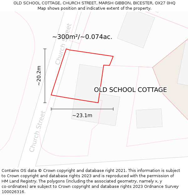 OLD SCHOOL COTTAGE, CHURCH STREET, MARSH GIBBON, BICESTER, OX27 0HQ: Plot and title map