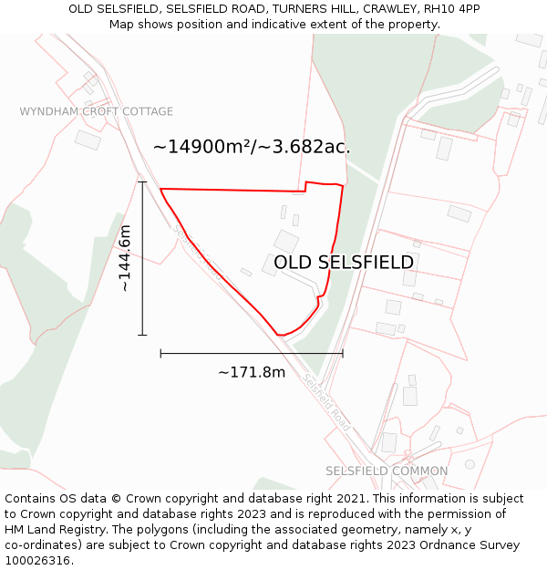 OLD SELSFIELD, SELSFIELD ROAD, TURNERS HILL, CRAWLEY, RH10 4PP: Plot and title map