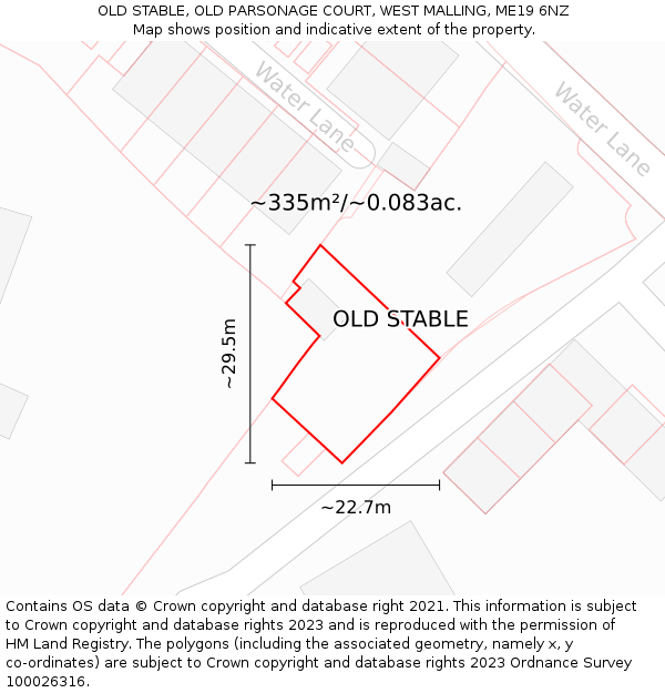 OLD STABLE, OLD PARSONAGE COURT, WEST MALLING, ME19 6NZ: Plot and title map