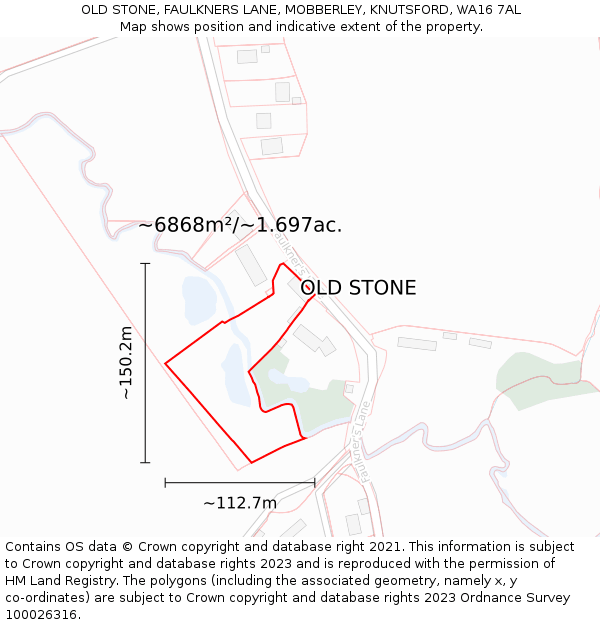 OLD STONE, FAULKNERS LANE, MOBBERLEY, KNUTSFORD, WA16 7AL: Plot and title map