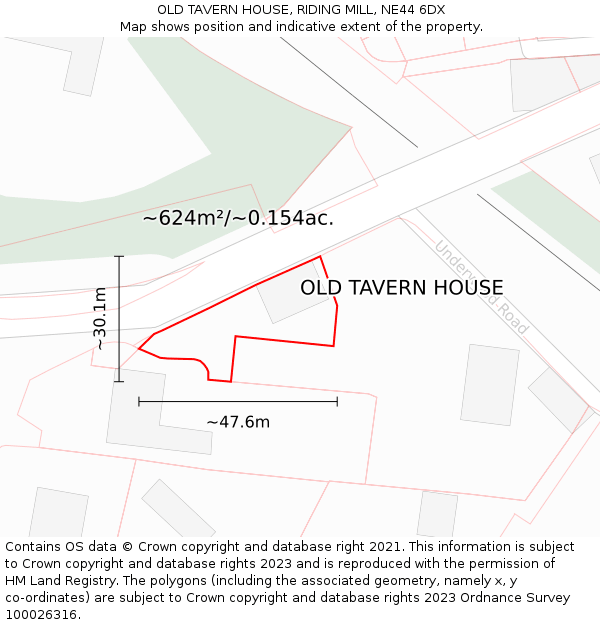 OLD TAVERN HOUSE, RIDING MILL, NE44 6DX: Plot and title map
