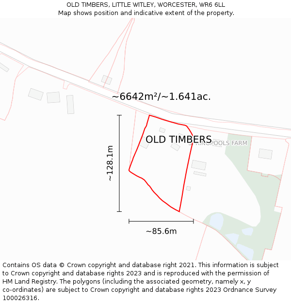 OLD TIMBERS, LITTLE WITLEY, WORCESTER, WR6 6LL: Plot and title map