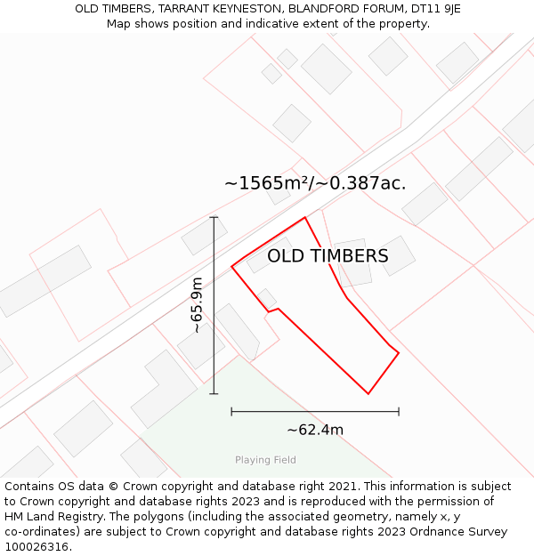 OLD TIMBERS, TARRANT KEYNESTON, BLANDFORD FORUM, DT11 9JE: Plot and title map