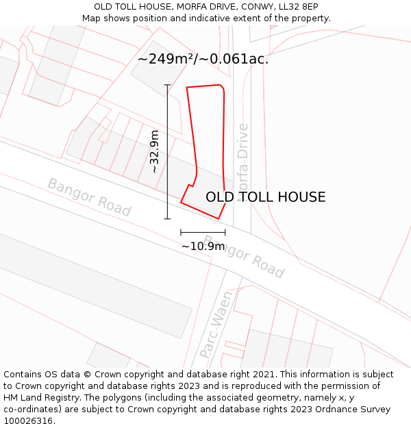 OLD TOLL HOUSE, MORFA DRIVE, CONWY, LL32 8EP: Plot and title map