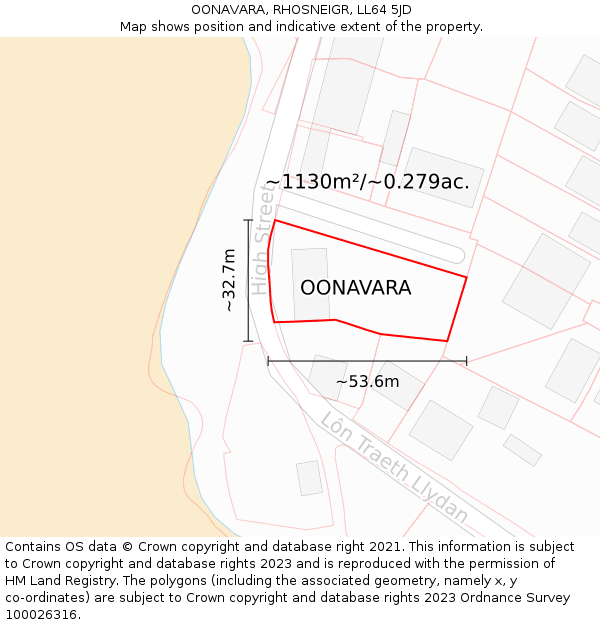 OONAVARA, RHOSNEIGR, LL64 5JD: Plot and title map
