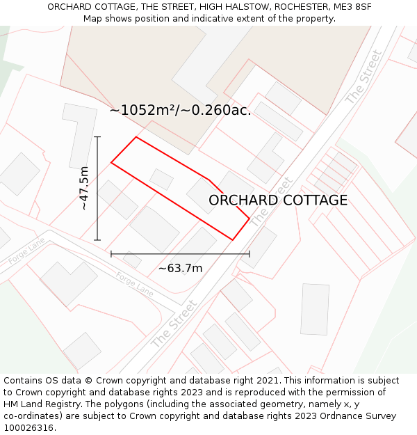 ORCHARD COTTAGE, THE STREET, HIGH HALSTOW, ROCHESTER, ME3 8SF: Plot and title map