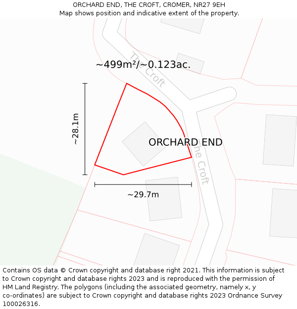 ORCHARD END, THE CROFT, CROMER, NR27 9EH: Plot and title map