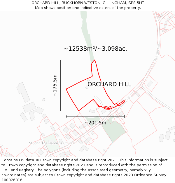 ORCHARD HILL, BUCKHORN WESTON, GILLINGHAM, SP8 5HT: Plot and title map