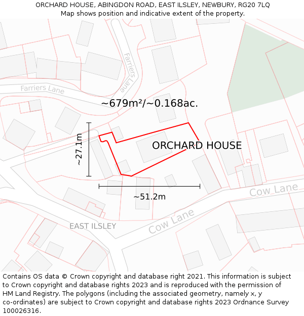 ORCHARD HOUSE, ABINGDON ROAD, EAST ILSLEY, NEWBURY, RG20 7LQ: Plot and title map