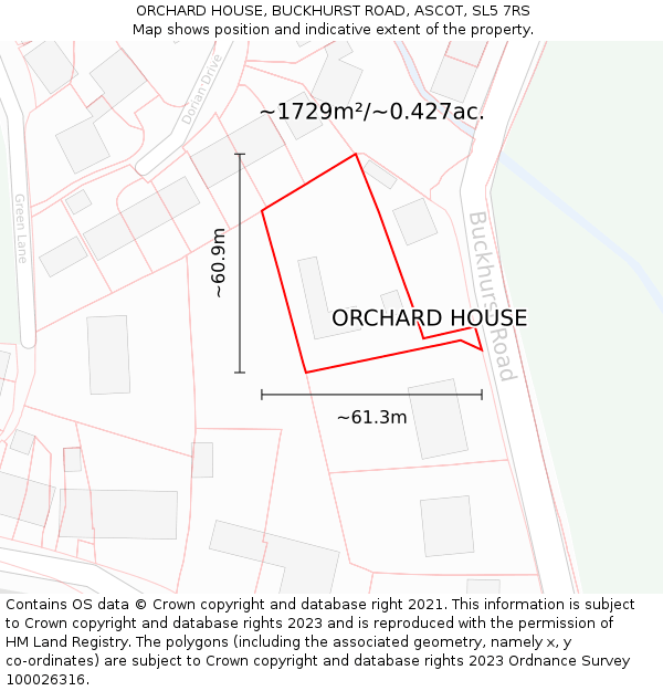 ORCHARD HOUSE, BUCKHURST ROAD, ASCOT, SL5 7RS: Plot and title map