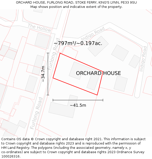 ORCHARD HOUSE, FURLONG ROAD, STOKE FERRY, KING'S LYNN, PE33 9SU: Plot and title map