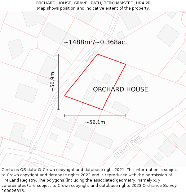 ORCHARD HOUSE, GRAVEL PATH, BERKHAMSTED, HP4 2PJ: Plot and title map