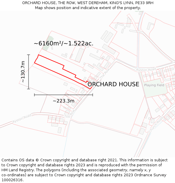 ORCHARD HOUSE, THE ROW, WEST DEREHAM, KING'S LYNN, PE33 9RH: Plot and title map