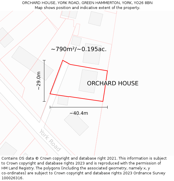 ORCHARD HOUSE, YORK ROAD, GREEN HAMMERTON, YORK, YO26 8BN: Plot and title map