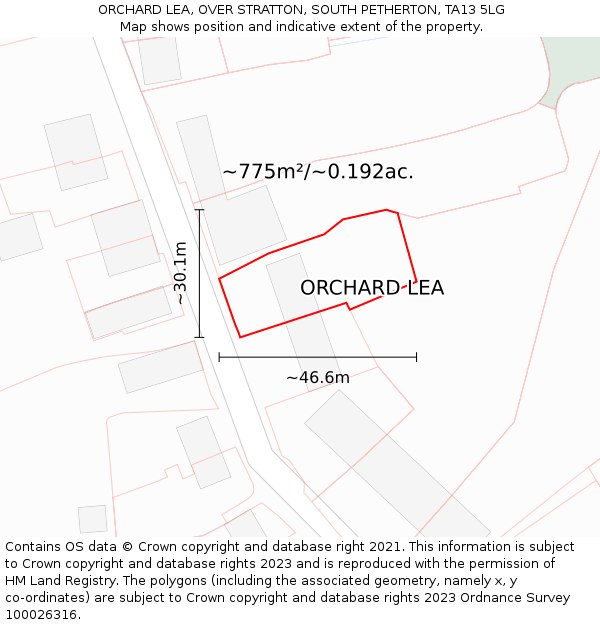 ORCHARD LEA, OVER STRATTON, SOUTH PETHERTON, TA13 5LG: Plot and title map