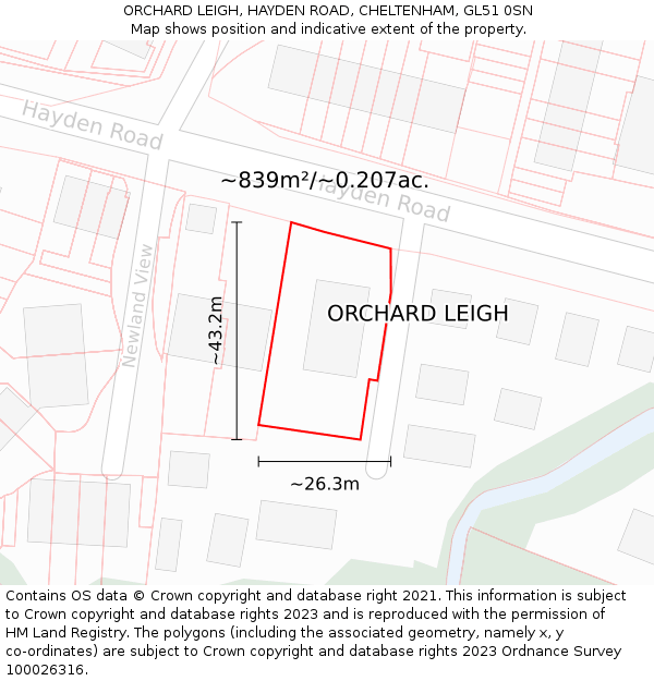 ORCHARD LEIGH, HAYDEN ROAD, CHELTENHAM, GL51 0SN: Plot and title map