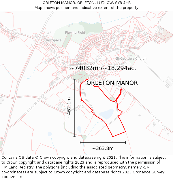 ORLETON MANOR, ORLETON, LUDLOW, SY8 4HR: Plot and title map