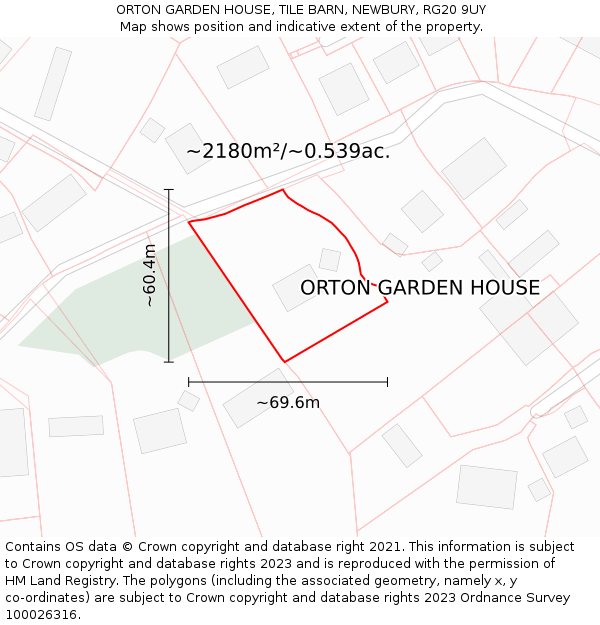 ORTON GARDEN HOUSE, TILE BARN, NEWBURY, RG20 9UY: Plot and title map