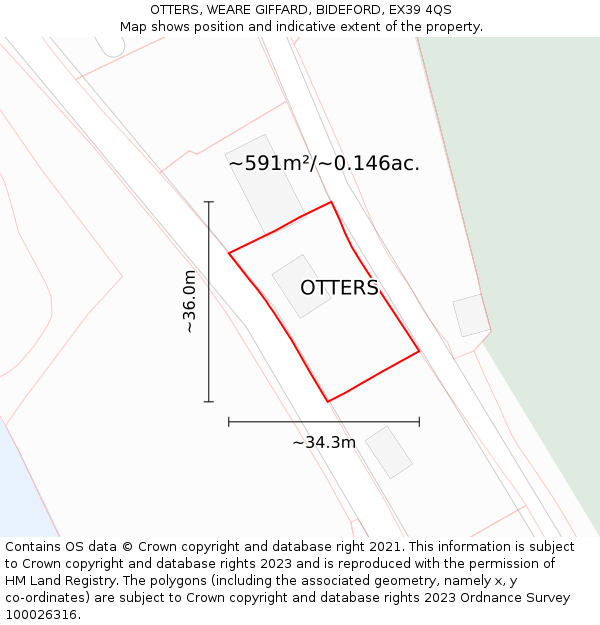 OTTERS, WEARE GIFFARD, BIDEFORD, EX39 4QS: Plot and title map