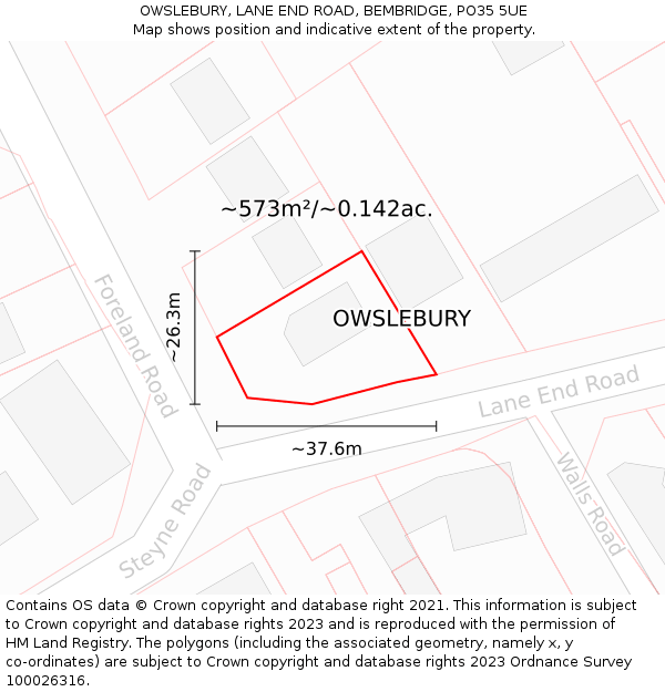 OWSLEBURY, LANE END ROAD, BEMBRIDGE, PO35 5UE: Plot and title map