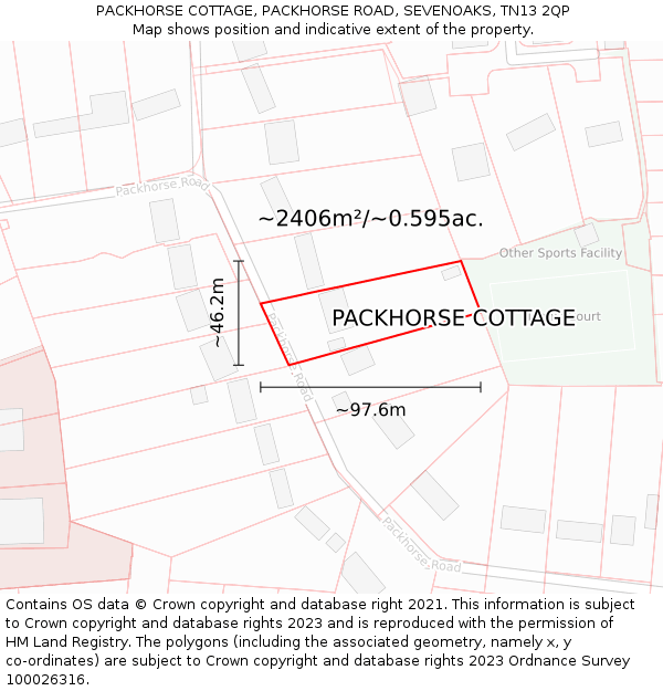 PACKHORSE COTTAGE, PACKHORSE ROAD, SEVENOAKS, TN13 2QP: Plot and title map