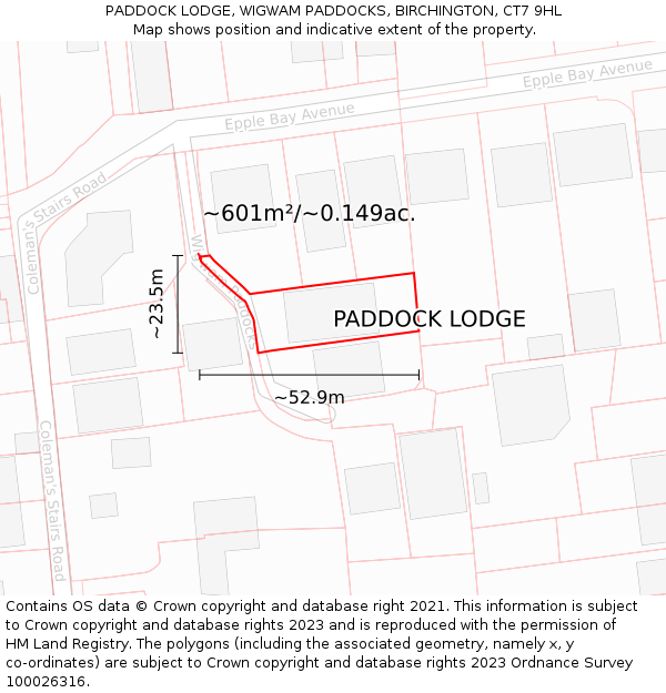 PADDOCK LODGE, WIGWAM PADDOCKS, BIRCHINGTON, CT7 9HL: Plot and title map