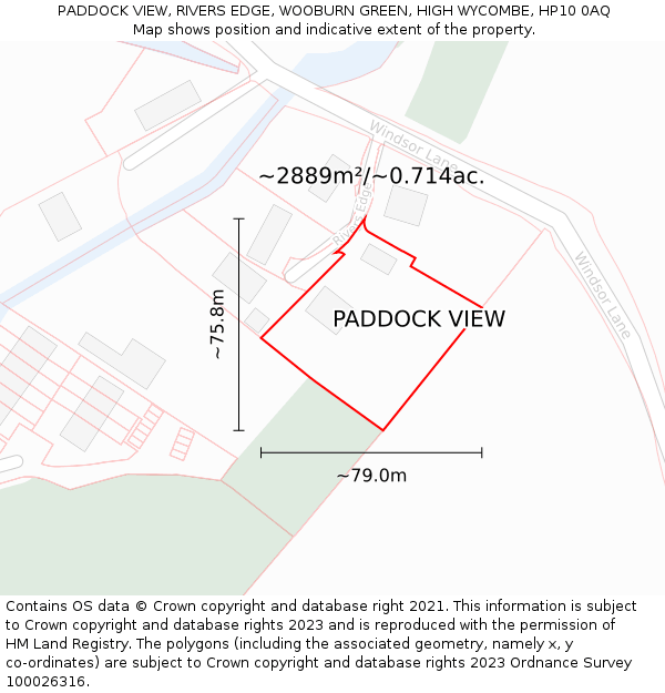 PADDOCK VIEW, RIVERS EDGE, WOOBURN GREEN, HIGH WYCOMBE, HP10 0AQ: Plot and title map