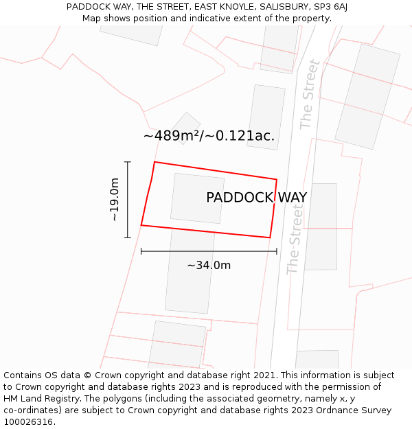 PADDOCK WAY, THE STREET, EAST KNOYLE, SALISBURY, SP3 6AJ: Plot and title map