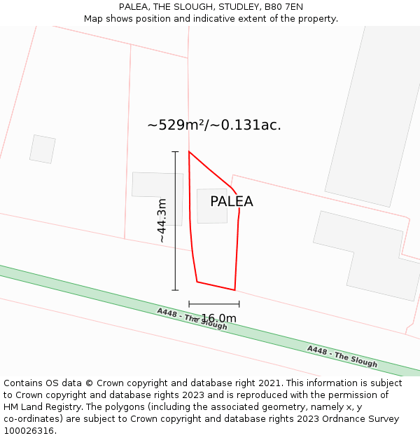 PALEA, THE SLOUGH, STUDLEY, B80 7EN: Plot and title map