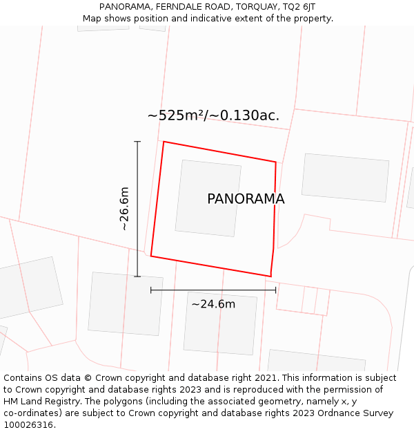PANORAMA, FERNDALE ROAD, TORQUAY, TQ2 6JT: Plot and title map