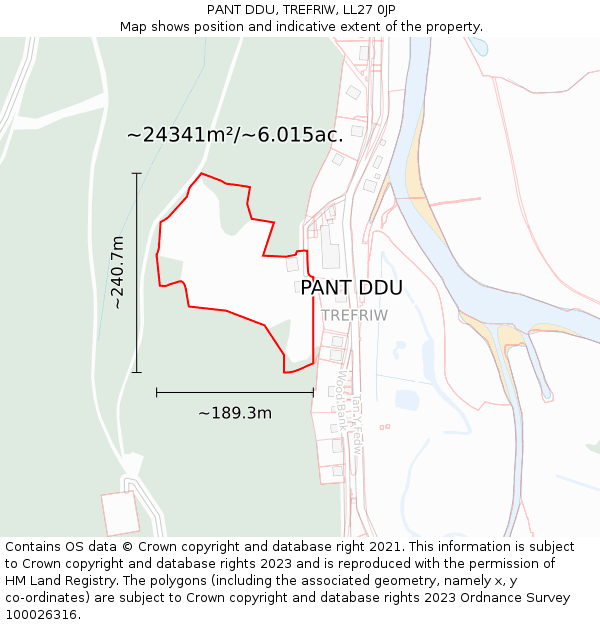 PANT DDU, TREFRIW, LL27 0JP: Plot and title map
