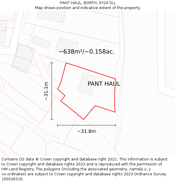 PANT HAUL, BORTH, SY24 5LL: Plot and title map