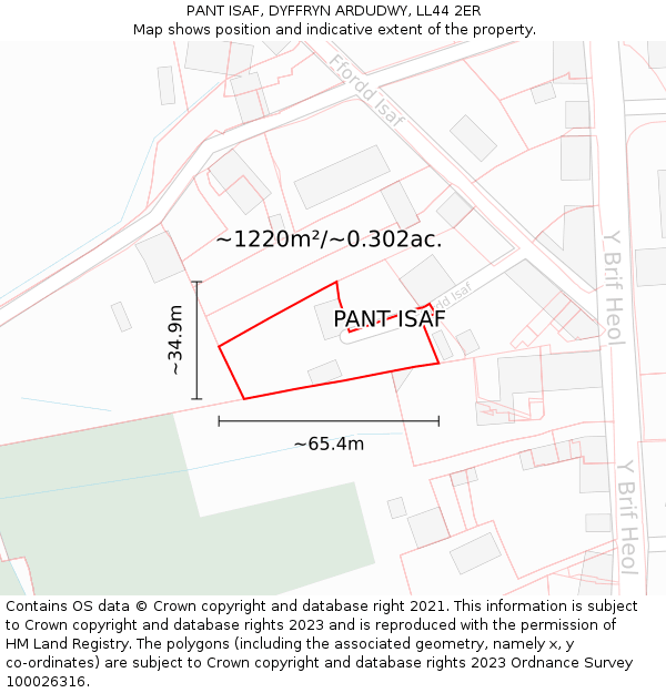 PANT ISAF, DYFFRYN ARDUDWY, LL44 2ER: Plot and title map