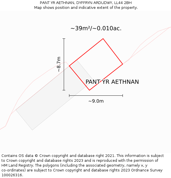 PANT YR AETHNAN, DYFFRYN ARDUDWY, LL44 2BH: Plot and title map