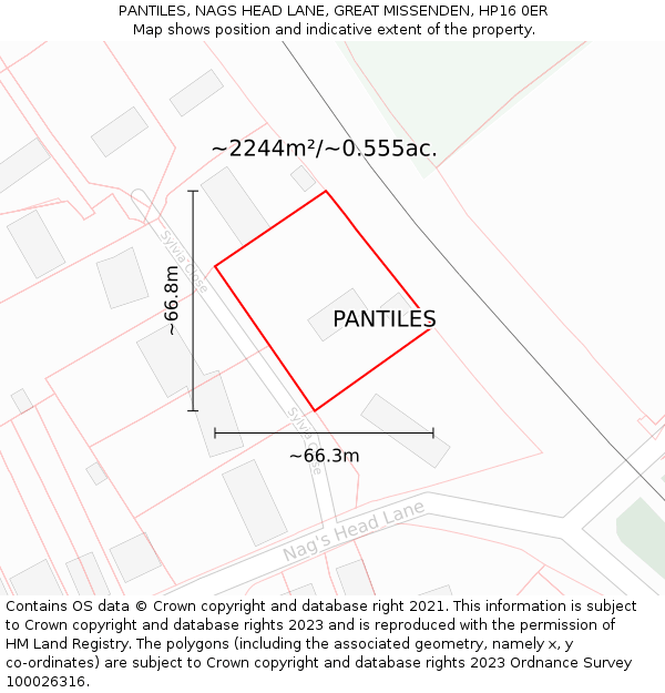 PANTILES, NAGS HEAD LANE, GREAT MISSENDEN, HP16 0ER: Plot and title map