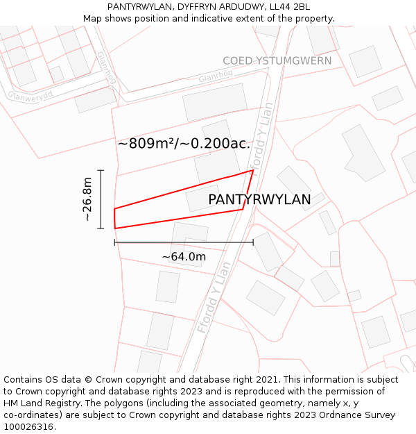 PANTYRWYLAN, DYFFRYN ARDUDWY, LL44 2BL: Plot and title map