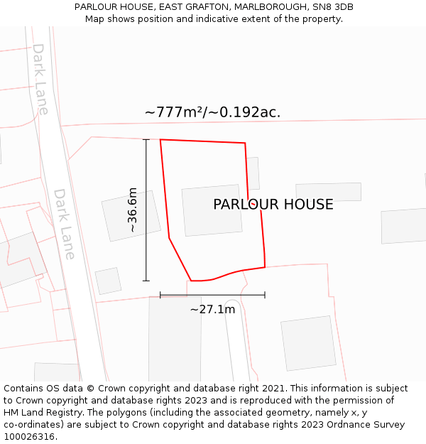 PARLOUR HOUSE, EAST GRAFTON, MARLBOROUGH, SN8 3DB: Plot and title map