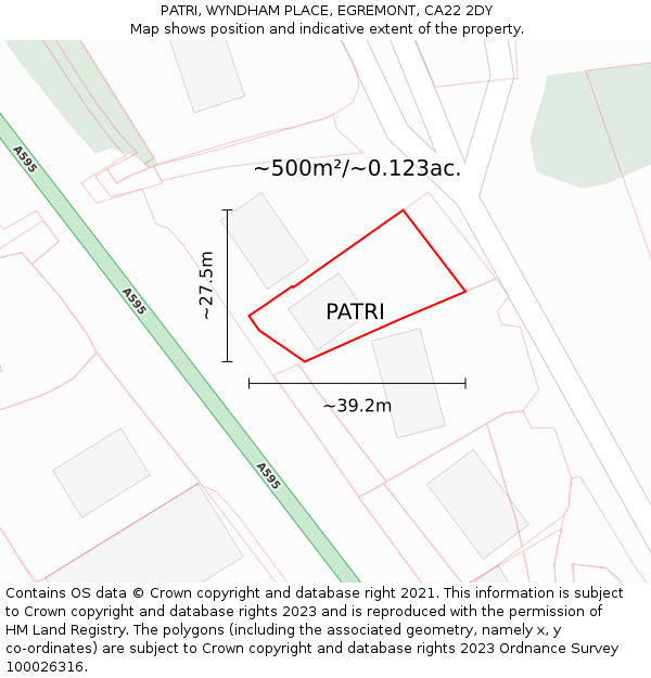 PATRI, WYNDHAM PLACE, EGREMONT, CA22 2DY: Plot and title map