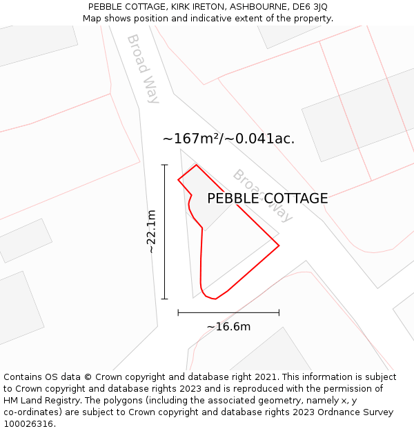 PEBBLE COTTAGE, KIRK IRETON, ASHBOURNE, DE6 3JQ: Plot and title map